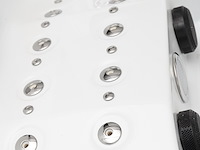 5 persoons outdoor spa 208x208 cm incl. 2 ligbedden - wit bad / mahonie kleur zijkant - afbeelding 12 van  21