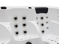 5 persoons outdoor spa 208x208 cm incl. 2 ligbedden - wit bad / mahonie kleur zijkant - afbeelding 18 van  21