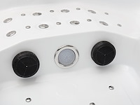5 persoons outdoor spa 208x208 cm incl. 2 ligbedden - wit bad / mahonie kleur zijkant - afbeelding 2 van  21