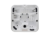 5 persoons outdoor spa 208x208 cm incl. 2 ligbedden - wit bad / mahonie kleur zijkant - afbeelding 4 van  21