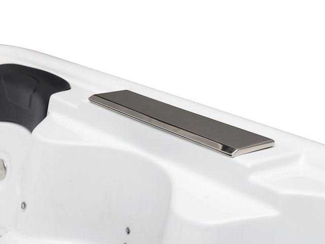 5 persoons outdoor spa 208x208 cm incl. 2 ligbedden - wit bad / mahonie kleur zijkant - afbeelding 8 van  21