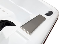 5 persoons outdoor spa 208x208 cm incl. 2 ligbedden - wit bad / mahonie kleur zijkant - afbeelding 9 van  21