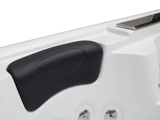 5 persoons outdoor spa 208x208 cm incl. 2 ligbedden - wit bad / mahonie kleur zijkant - afbeelding 11 van  21