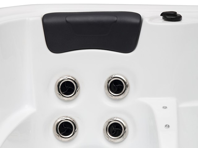 5 persoons outdoor spa 208x208 cm incl. 2 ligbedden - wit bad / mahonie kleur zijkant - afbeelding 13 van  21