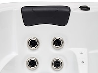 5 persoons outdoor spa 208x208 cm incl. 2 ligbedden - wit bad / mahonie kleur zijkant - afbeelding 13 van  21