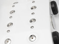 5 persoons outdoor spa 208x208 cm incl. 2 ligbedden - wit bad / mahonie kleur zijkant - afbeelding 14 van  21