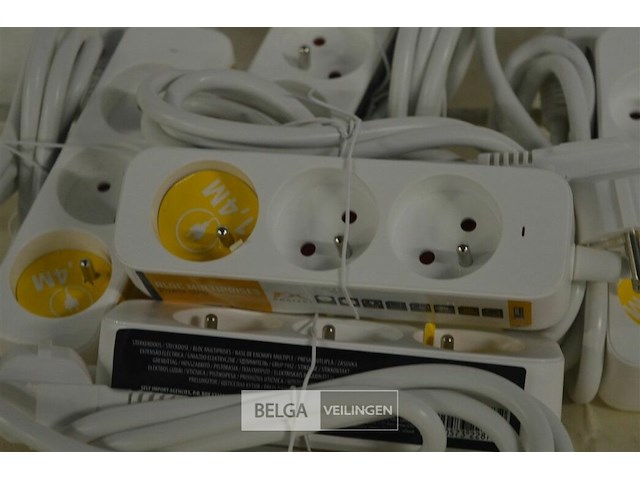 5 verlengkabels met 3-delige stekkerdoos 1,4m lang - afbeelding 2 van  2