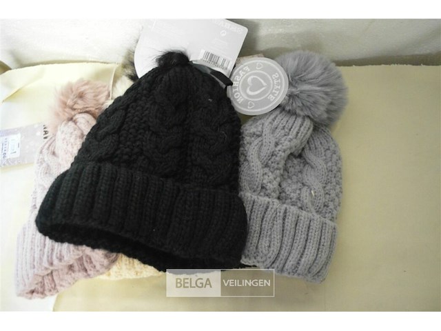 5 wintermutsen met pompon div. kleuren - afbeelding 3 van  3