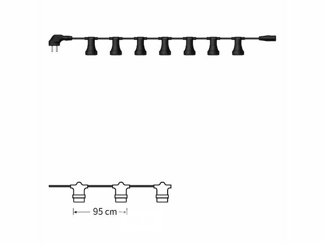 5 x 10 meter koppelbare prikkabel – e27 – ip44 – met stekker – zwart - afbeelding 3 van  6