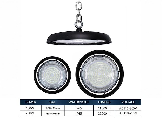 5 x 200w 5000k led ufo highbay met lens waterdicht - afbeelding 4 van  7