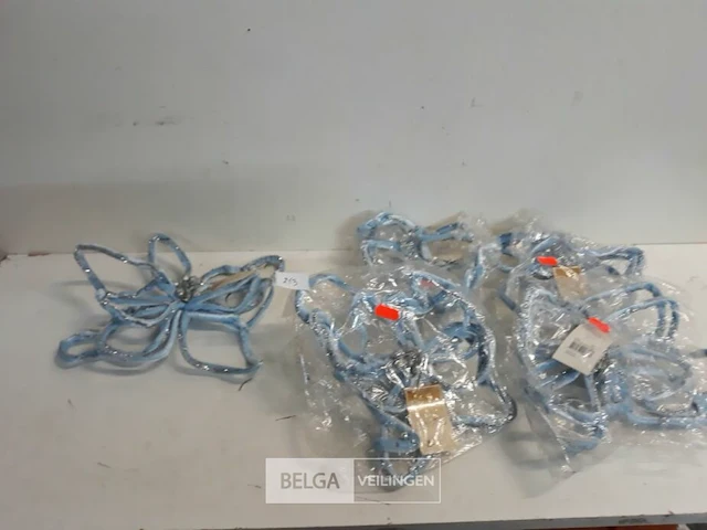 5 x bloem licht blauw op clip 27 cm - afbeelding 2 van  3