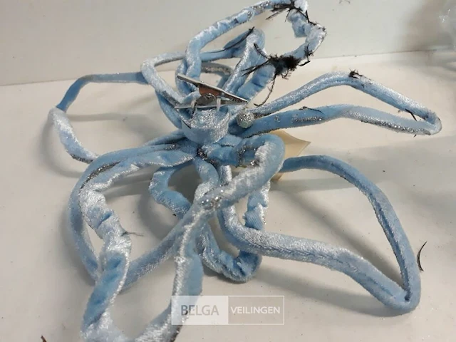 5 x bloem licht blauw op clip 27 cm - afbeelding 3 van  3
