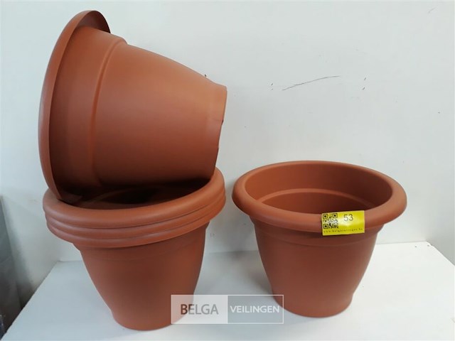 5 x bloembak cachepot pvc rood-bruin 35 cm - afbeelding 1 van  3