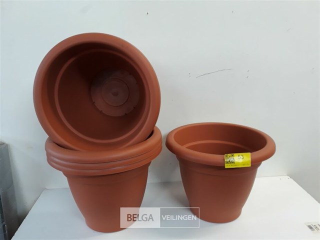 5 x bloembak cachepot pvc rood-bruin 35 cm - afbeelding 3 van  3