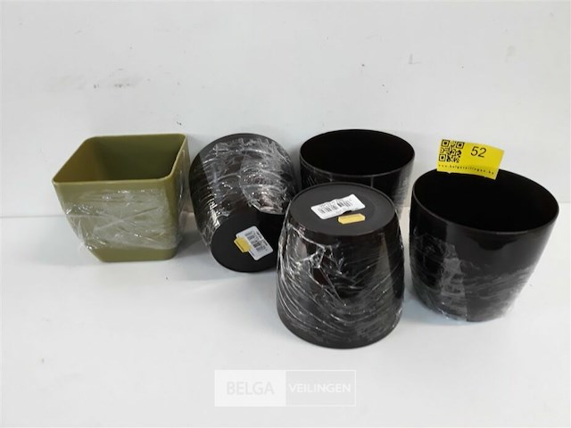 5 x bloempot pvc 13 cm 2 assorti - afbeelding 2 van  3