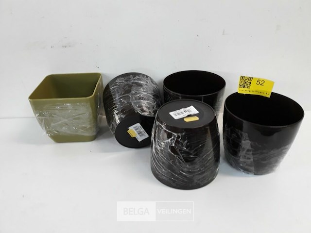 5 x bloempot pvc 13 cm 2 assorti - afbeelding 2 van  3