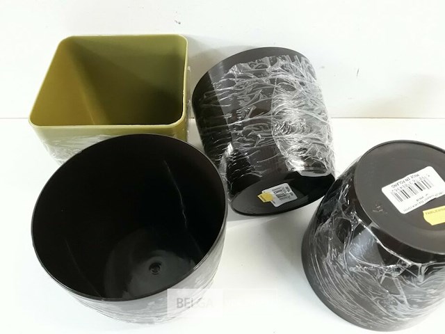 5 x bloempot pvc 13 cm 2 assorti - afbeelding 3 van  3