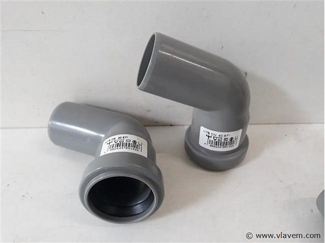 5 x bocht 67° 50 mm pvc dichting grijs - afbeelding 2 van  2