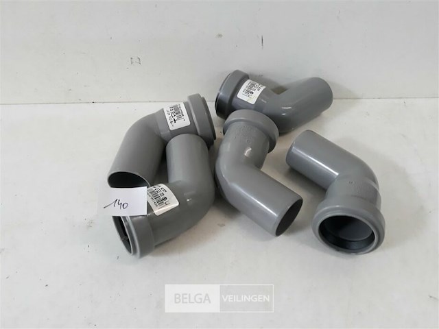 5 x bocht 67° 50 mm pvc dichting grijs - afbeelding 1 van  3