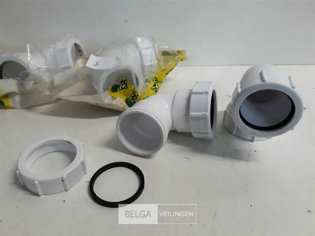 5 x bocht 90° 50 mm pvc dichting wit - afbeelding 3 van  3