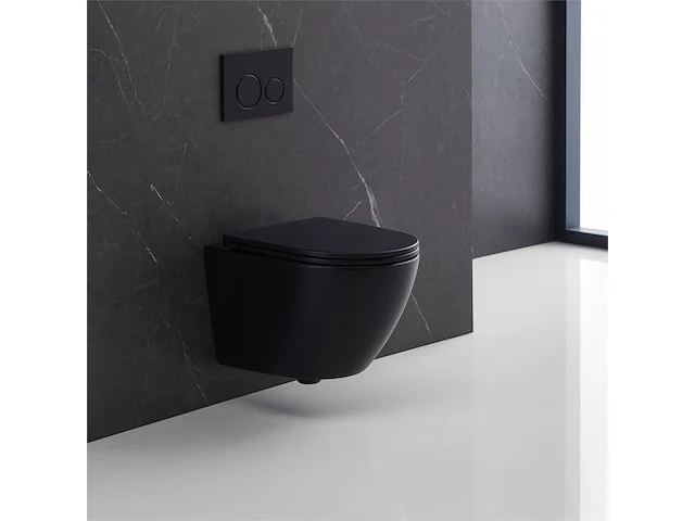 5 x design hangtoilet tornado mat zwart - gesloten onderbodem - afbeelding 1 van  3