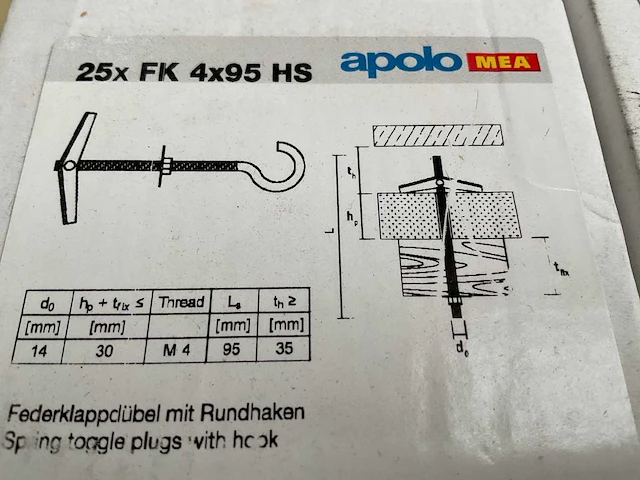 5 x dozen metalen hollewandplug; hollewandplug met schroefhaak - afbeelding 5 van  5