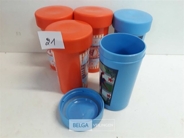 5 x drinkbeker met schroefdeksel 2 assorti - afbeelding 3 van  3