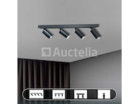 5 x gu10 opbouwspot armatuur – 4 draaibare spots – ip20 – zwart - afbeelding 2 van  5