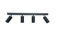5 x gu10 opbouwspot armatuur – 4 draaibare spots – ip20 – zwart - afbeelding 2 van  5