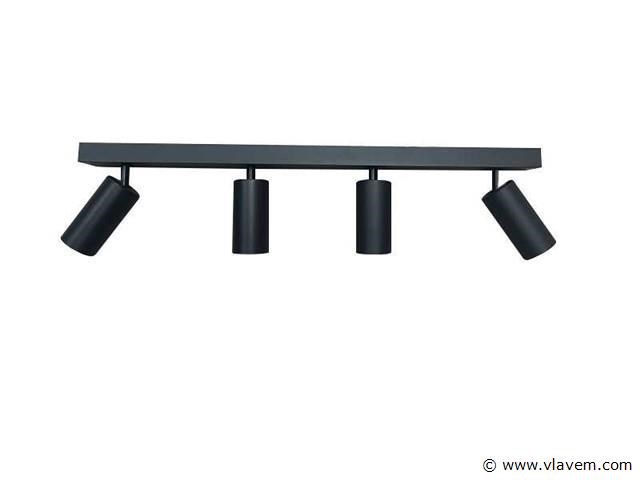 5 x gu10 opbouwspot armatuur – 4 draaibare spots – ip20 – zwart - afbeelding 2 van  5