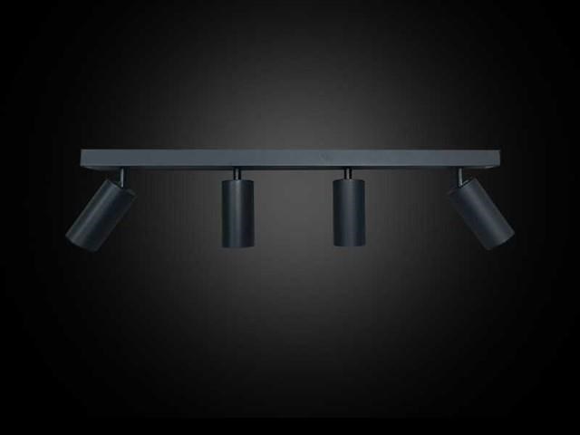 5 x gu10 opbouwspot armatuur – 4 draaibare spots – ip20 – zwart - afbeelding 3 van  5