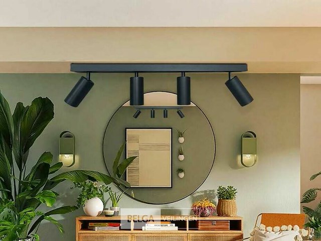 5 x gu10 opbouwspot armatuur – 4 draaibare spots – ip20 – zwart - afbeelding 1 van  6