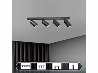 5 x gu10 opbouwspot armatuur – 4 draaibare spots – ip20 – zwart - afbeelding 4 van  5