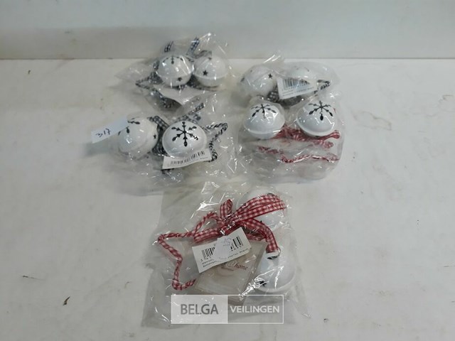 5 x hangdeco bel in bal mix rood/blauw - afbeelding 2 van  3