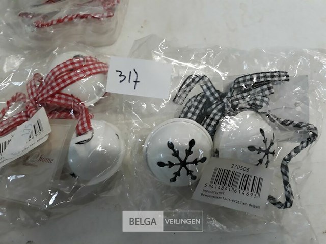 5 x hangdeco bel in bal mix rood/blauw - afbeelding 3 van  3