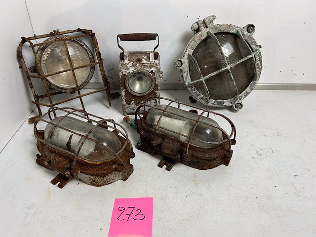 5 x industrieële antieke lamp - afbeelding 1 van  1