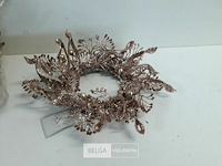 5 x kaarsring roze glitter 24 cm - afbeelding 3 van  3