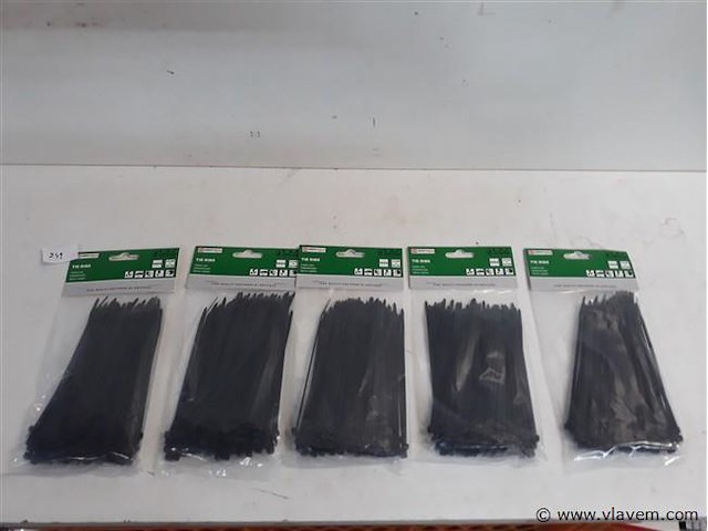 5 x kabelbinders zwart 100 stuks 3,6x150mm - afbeelding 1 van  2