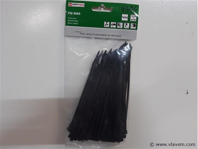 5 x kabelbinders zwart 100 stuks 3,6x150mm - afbeelding 2 van  2