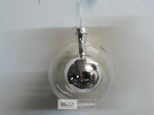 5 x kerstbal glas 10 cm transparant met mini zilveren bal - afbeelding 3 van  3