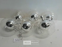 5 x kerstbal glas 10 cm transparant met mini zilveren bal - afbeelding 2 van  3
