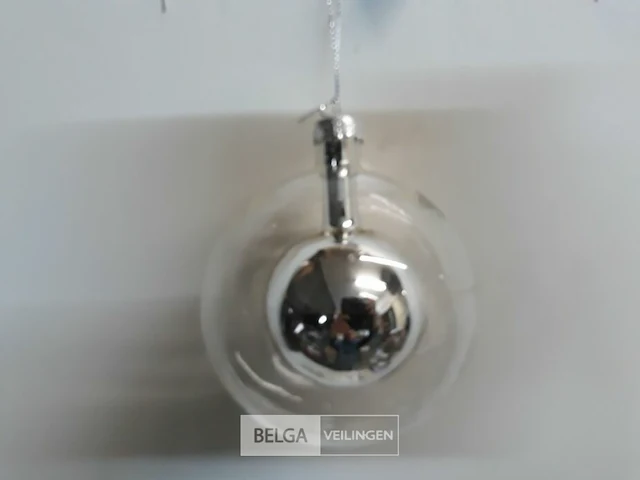 5 x kerstbal glas 10 cm transparant met mini zilveren bal - afbeelding 3 van  3