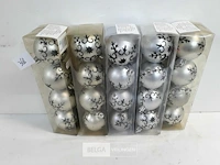 5 x kerstballen 5 cm pvc zilver zwart