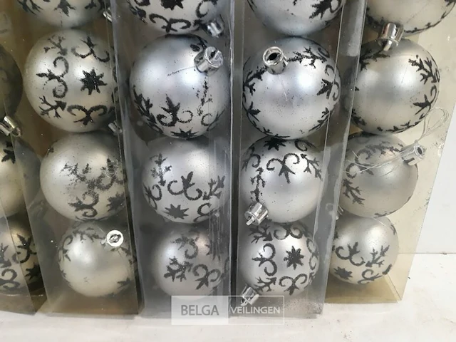 5 x kerstballen 5 cm pvc zilver zwart - afbeelding 3 van  3