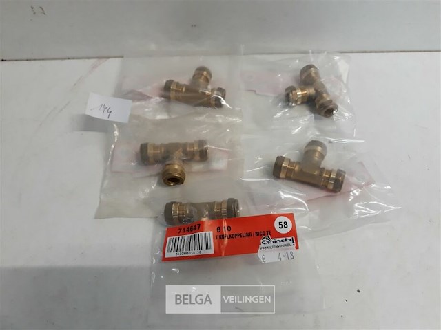 5 x knelkoppeling t stuk koper 3 x 10 mm - afbeelding 1 van  3