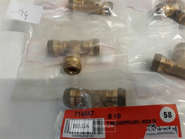 5 x knelkoppeling t stuk koper 3 x 10 mm - afbeelding 3 van  3