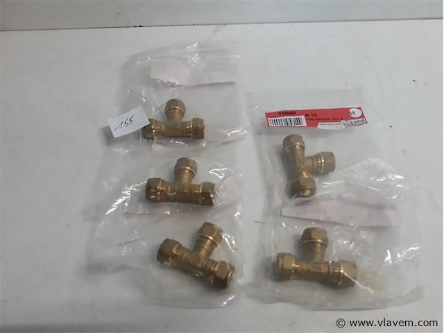 5 x knelkoppeling t stuk koper 3 x 12 mm - afbeelding 1 van  2
