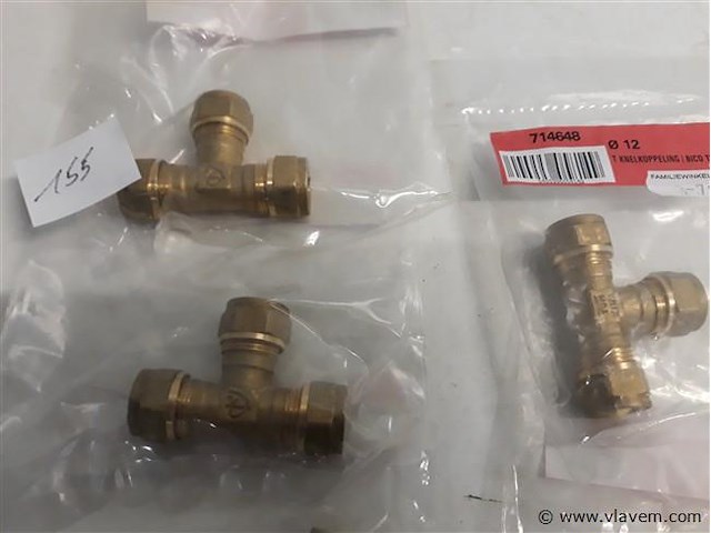 5 x knelkoppeling t stuk koper 3 x 12 mm - afbeelding 2 van  2