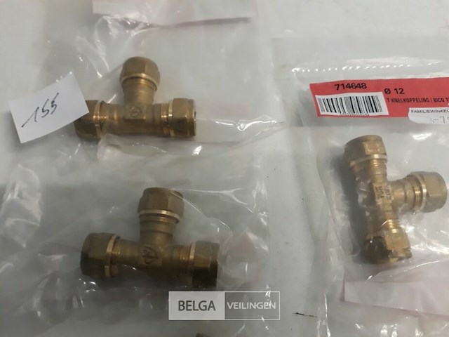 5 x knelkoppeling t stuk koper 3 x 12 mm - afbeelding 3 van  3