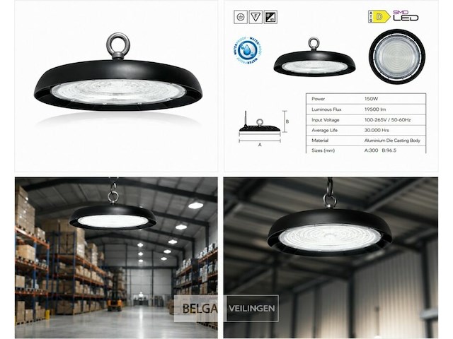 5 x led highbay ufo – 150w – 6400k koud wit – ip65 – agora-150 - afbeelding 6 van  6